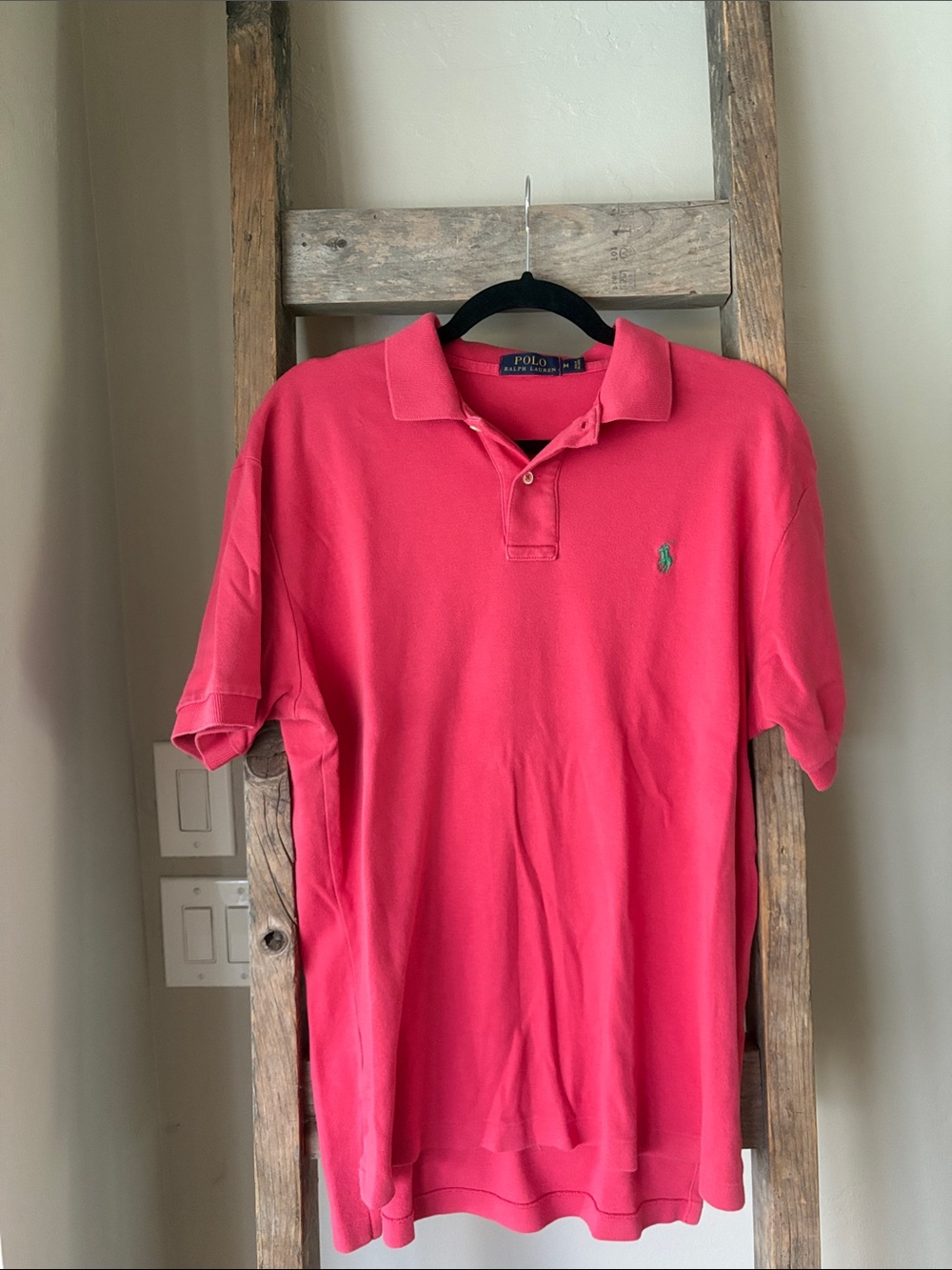 Polo Ralph Lauren Polo Red Shirt Mens Medium Pima Soft Touch Green Pony